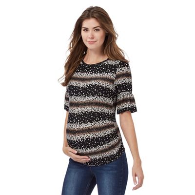Red Herring Maternity Black floral striped maternity top
